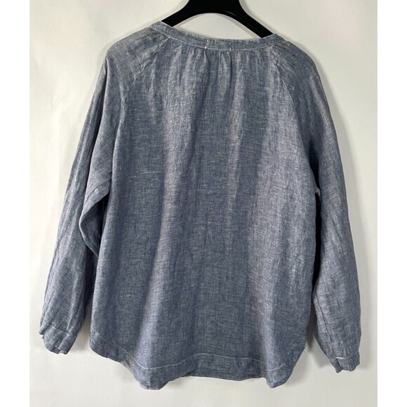 CP Shades Blouse Womens Small Long Sleeve V Neck 100% Linen Lagenlook Beachy - Picture 5 of 7